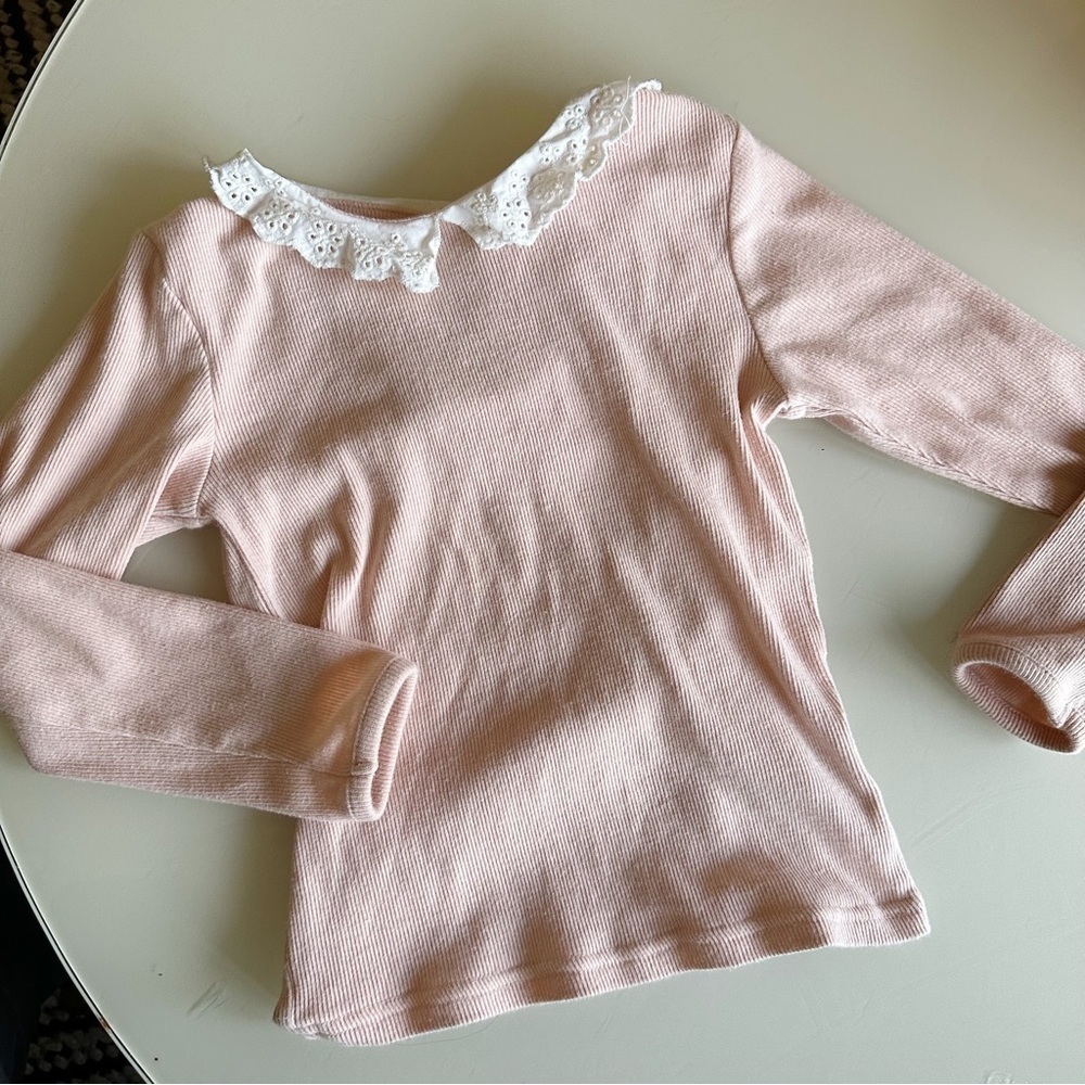 GAP Kids Ribbed Pastel Pink Top with Collar and Keyhole Back | Toddler 4